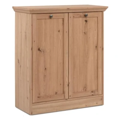 Abbildung von Homestyle4u 2746, Kommode Landhausstil 2 Türen Metallgriffe Holz Eiche Sideboard Anrichte Beistellschrank mit Stauraum
