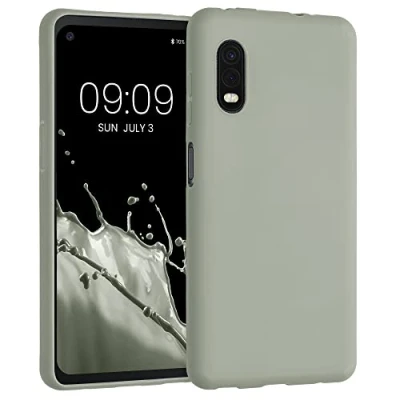 Abbildung von kwmobile Hülle kompatibel mit Samsung Galaxy Xcover Pro weiches TPU Silikon Case Cover geeignet für kabelloses Laden Graugrün
