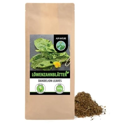 Abbildung von Löwenzahntee (500g), Löwenzahnblätter geschnitten, schonend getrocknet, 100% rein und naturbelassen zur Zubereitung von Tee, Löwenzahn Tee