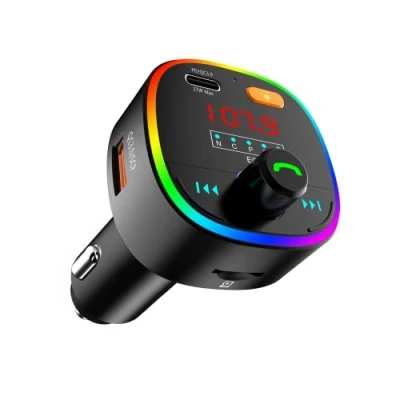 Abbildung von eppfun FM Transmitter Auto Bluetooth, Bluetooth Adapter mit Radio, Freisprecheinrichtung, U Disk, LED Licht, 27W PD Typ C QC 3.0 &amp; 2 USB Ports