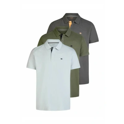 Abbildung von TOM Tailor 3 PACK Poloshirt, Herren, Größe: Small, Soft foggy light blue