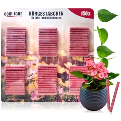 Abbildung von com four® 150x Düngestäbchen Blumendünger für Grünpflanzen und Blühpflanzen Pflanzendünger Wachstum gesunde Blüten Nährstoffsticks Düngehilfen