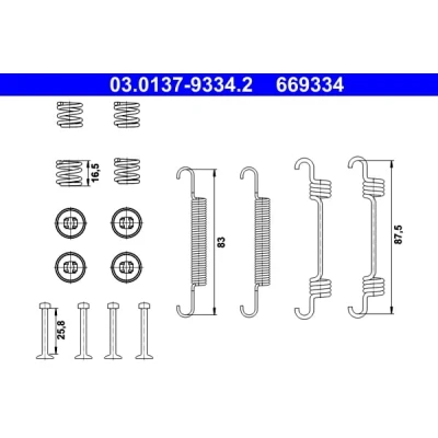 Abbildung von ATE 03.0137 9334.2 Zubehörsatz, Feststellbremsbacken HYUNDAI: Tucson, Matrix, Sonata V, KIA: Sportage II, Magentis II