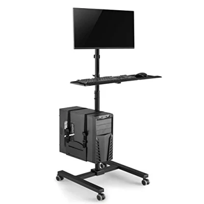 Abbildung von Maclean MC 793 Standfuß Rollwagen Trolley für Monitor Tastatur Computer Höhenverstellbar 17&quot; 32&quot; bis 20kg VESA 75x75, 100x100