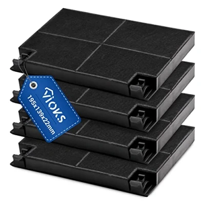 Abbildung von VIOKS SET 4x Dunstabzugshaube Kohlefilter 195x139mm Ersatz für Zanussi 902979355/2 EFF70 &amp; Aktivkohlefilter Dunstabzug Filter Aktivkohle/Filter