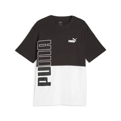 Abbildung von Puma Power Colorblock TEE Tshirt print, Herren, Größe: Medium, Black/white