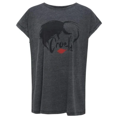Abbildung von Recovered Disney Cruella Devil Features Charcoal Boyfriend T Shirt by M