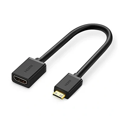 Abbildung von Techrum Mini HDMI Adapter auf Kabel 4K@60Hz 3D Ethernet ARC kompatibel mit Raspberry Pi Zero, Canon Kamera