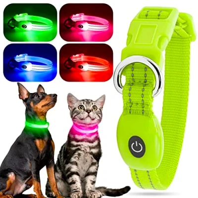 Abbildung von YFbrite Leuchtende Hundehalsbänder, USB aufladbares LED Hundehalsband, verstellbares Katzenhalsband, langlebiges Blinkhalsband für Katzen, Welpen, kleine, mittelgroße und große Hunde (Grün, XS)