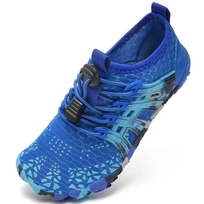 Abbildung von Barfußschuhe Kinder Barfussschuhe Wasserschuhe Junge Badeschuhe Barfuß Schuhe Aquaschuhe Schwimmschuhe Strandschuhe rutschfeste Schnell Trocknend（MC Blau 27）