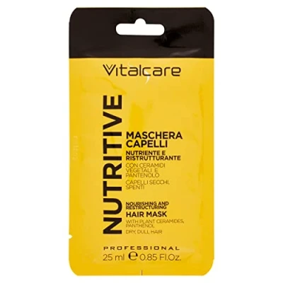 Abbildung von Vitalcare Nutritive pflegende und regenerierende Haarmaske, Behandlung für trockenes glänzendes Haar, mit pflanzlichen Ceramiden Panthenol, 25 ml