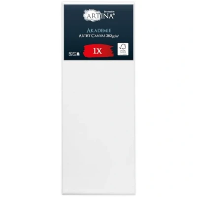 Abbildung von Keilrahmen Leinwand zum Bemalen 30x80 cm Artina FSC® Leinwände für Acrylfarben Canvas 100% Baumwolle bespannte Set malen Acryl Rahmen Weiß