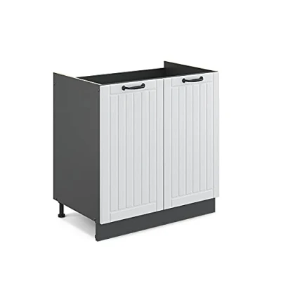 Abbildung von Vicco Spülenunterschrank Fame Line, Weiß Landhaus/Anthrazit, 80 cm ohne Arbeitsplatte