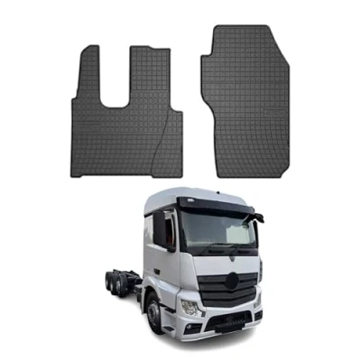 Abbildung von OMAC Gummi Fußmatten kompatibel mit Mercedes Actros MP4 2012 2020 Non Pneuatic Seat 2X
