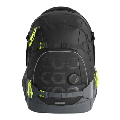 Abbildung von coocazoo Schulrucksack Mate „Tarp Black Thunder, schwarz, ergonomischer &amp; anpassbarer Tornister, höhen größenverstellbar, mit Brustgurt Hüftgurt, ab der 3. Klasse