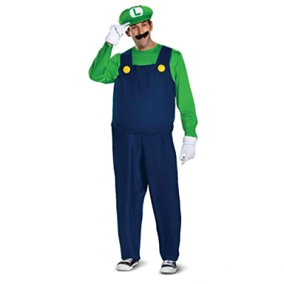 Abbildung von Super Mario Bros Disguise Disney Official Luigi Kostüm Herren. Kostüm, Damen, Herren, Kart Damen L