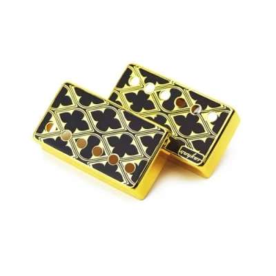 Abbildung von Guyker Humbucker Tonabnehmerabdeckung (1 Stück 50 mm und 1 52 Stangenabstand) Cupronickel Bridge Neck Pickups Frame Set Ersatzteile für Les Paul LP Style E Gitarre (PC015, Gold)