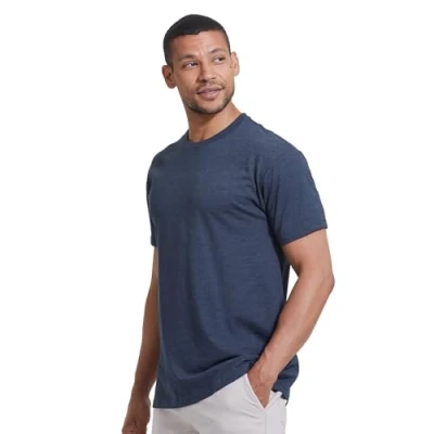 Abbildung von True Classic Herren T Shirt mit Rundhalsausschnitt und kurzen Ärmeln, 1er Pack Marineblau Meliert, L