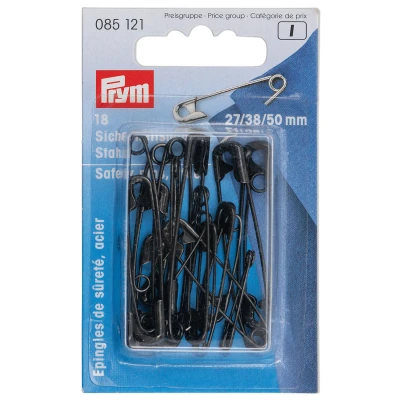 Abbildung von Prym Sicherheitsnadeln, 27/38/50mm, Sortiert, schwarz, 18 Stück, Stahl