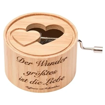 Abbildung von Spieluhr aus Bambus mit dem Song: You Are My Sunshine music box von Kurbelwerk green line, Motiv Edition, Wunder