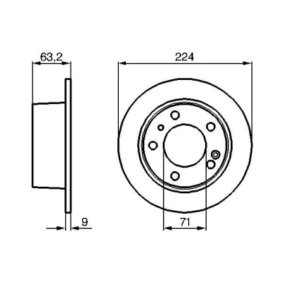 Abbildung von BOSCH 0 986 478 141 Bremsscheibe 223,6 9 5 107,95 voll geölt CITROËN: XM I Schrägheck, II Kombi
