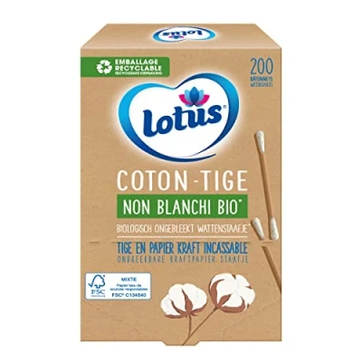 Abbildung von Lotus Wattestäbchen aus Papier und Baumwolle, nicht weiß, Bio, Box mit 200 Stäbchen