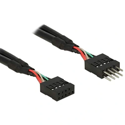 Abbildung von DeLOCK 0.25m 2xUSB2.0 USB Kabel (0.25m, 2.0, Stecker/Buchse, 480Mbps, schwarz)