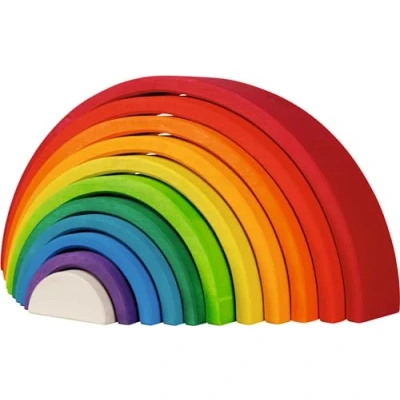 Abbildung von goki Bausteine Regenbogen Spielbausteine, 11 teilig, aus Holz, für Kinder ab 2 Jahren