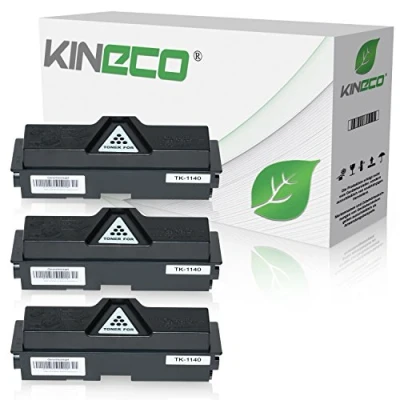 Abbildung von 3 Toner kompatibel mit Kyocera TK 1140 für Ecosys M2535dn, M2035dn, FS 1035MFP/DP, 1135MFP, Schwarz je 7.200 Seiten