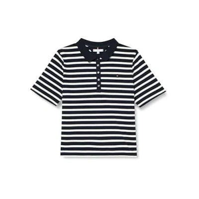 Abbildung von Tommy Hilfiger Curve Poloshirt, Damen, Größe: 48, Breton desert sky/ecru