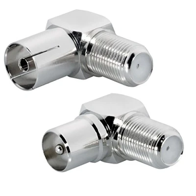 Abbildung von ARLI HD Winkel Adapter 1 x Stecker und Kupplung F Buchse Koax Antenne 9,5 mm Sat IEC