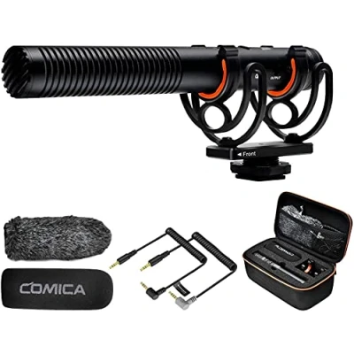 Abbildung von comica VM20 Kamera Mikrofon, Externes Shotgun Mikrofon Super Kardioid Kondensor Video mit OLED Power Display &amp; Low Cut Filter Modi für Canon Nikon DSLR Smartphone