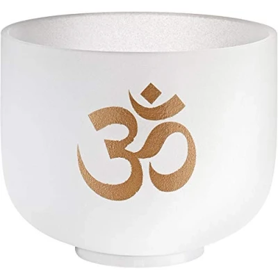 Abbildung von Sonic Energy 8 Zoll Kristallklangschale Mit OM Symbol 432 Hz, Ton C#5 Für Meditation, Yoga, Klangheilung Inkl. Silikonring (CSB8OM)