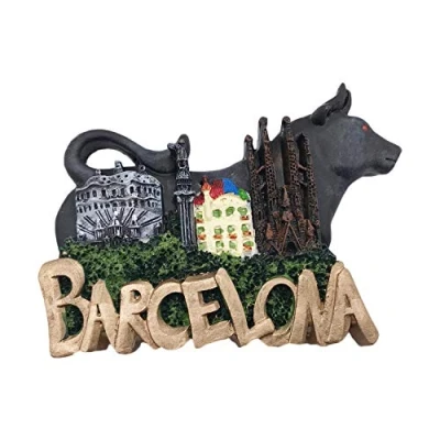 Abbildung von 3D Barcelona Spanien Kühlschrankmagnet Tourist Travel Souvenirs Handgemachte Harz Handwerk Magnetische Aufkleber Home Küche Dekoration Sammlung Geschenk