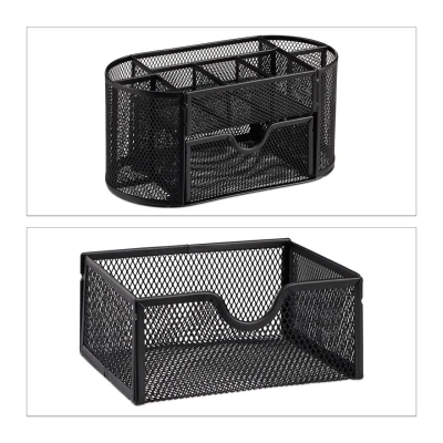Abbildung von relaxdays Organizer Schreibtischorganizer mit Stifthaltern, Schwarz