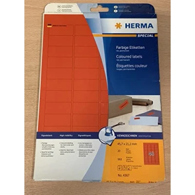 Abbildung von HERMA Etiketten 4367 rot 45,7 x 21,2 mm