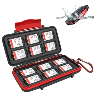 Abbildung von Kiorafoto 12 Slots SD Karten Aufbewahrung Box Professioneller wasserfester Anti Schock für SDHC SDXC Speicherkartenhalter Aufbewahrungsbox Brieftasche, klein und tragbar