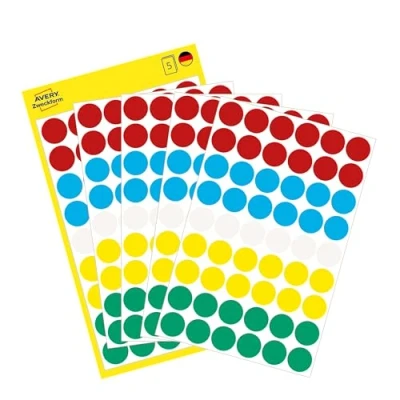 Abbildung von AVERY Zweckform Klebepunkte Ø 12,0 mm rot, weiß, grün, blau, gelb