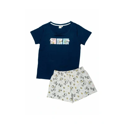 Abbildung von Snoopy SET Kurzarm Pyjama, Damen, Größe: Medium, Blau grau