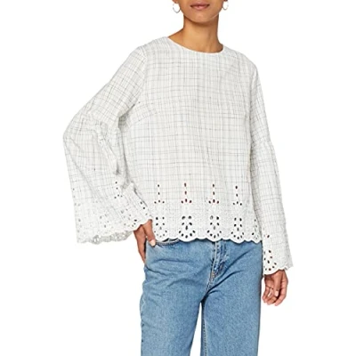 Abbildung von Yargıcı Damen Brode Detail Blouse Bluse, Mehrfarbig (White Multi Color 156), X Large