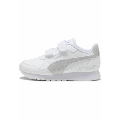 Abbildung von Puma ST Runner v4 Glitter Sneakers Kinder Schuhe White/Silver/Cool Light Gray Größe: 34