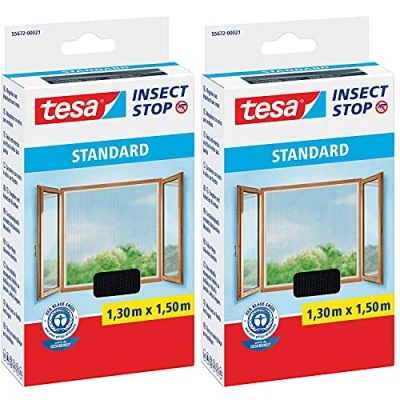 Abbildung von tesa Fliegengitter Gewebe STANDARD 130 x 150 cm anthrazit