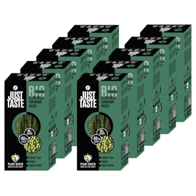 Abbildung von JUST TASTE BIO Mungo Edamame Pasta 41g PROTEIN Nudeln ideal für Sportler Low Carb 250g (10er Pack)