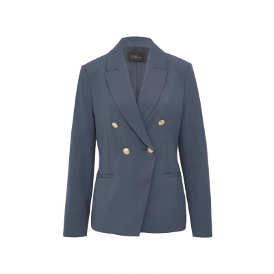 Abbildung von s.Oliver Black Label Doppelreihiger Blazer, Damen, Größe: 36, Dunkelblau