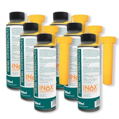 Abbildung von INOX® Winterzusatz für Diesel 6x250ml Additiv Hoch ergiebig 1:200 Frostschutz Dieselmotoren &amp; Heizsysteme Fließverbesserer bis 33 Grad