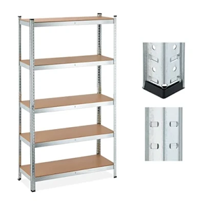 Abbildung von Relaxdays Schwerlastregal, 5 Ebenen, HBT 180x100x40 cm, 1250 kg Tragkraft, Lagerregal für Keller, Garage, Metall, Silber