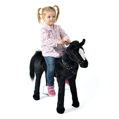 Abbildung von Pink Papaya Stehpferd Spielpferd zum Reiten für Kinder 65 / 75 cm Plüschpferd, Kuscheliges Kinder, handgefertigt