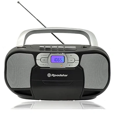 Abbildung von Roadstar RCR 4635UMP/BK Tragbares CD Radio Kassette, Digitalradio PLL FM Radio, Boombox MP3 Player, USB, AUX IN, Kopfhörerausgang, Schwarz