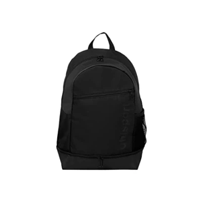 Abbildung von Uhlsport ESSENTIAL BACKPACK Rucksack Outdoor Indoor Sport Wandern Fitness Gym Fußball Handball Radfahren Multifunktionsrucksack mit Bodenfach wasserabweisend schwarz