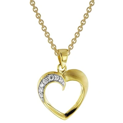 Abbildung von trendor 51838 Herz mit Zirkonia Gold 585 Anhänger goldplattierter Kette